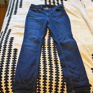 L.L. Bean Women's  Dark Blue Bean Flex Straight Leg  Favorite Fit Jeans 12 Tall